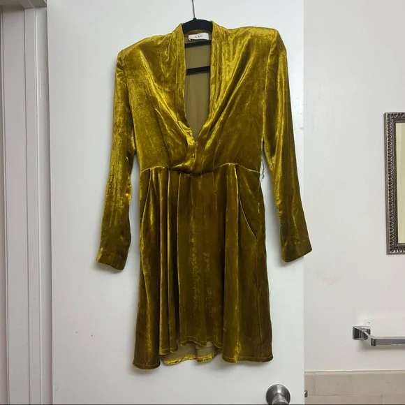 A.L.C. | Dresses | Alc Gold Ochre Velvet Mini Dress Size S | Poshmark